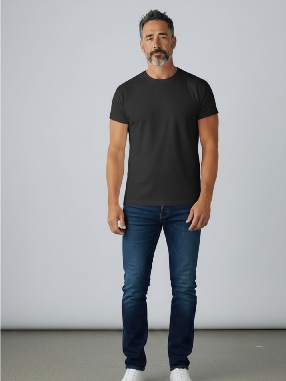 Men's Hanes Beefy T Black Crew Neck T- Shirt Size Large
